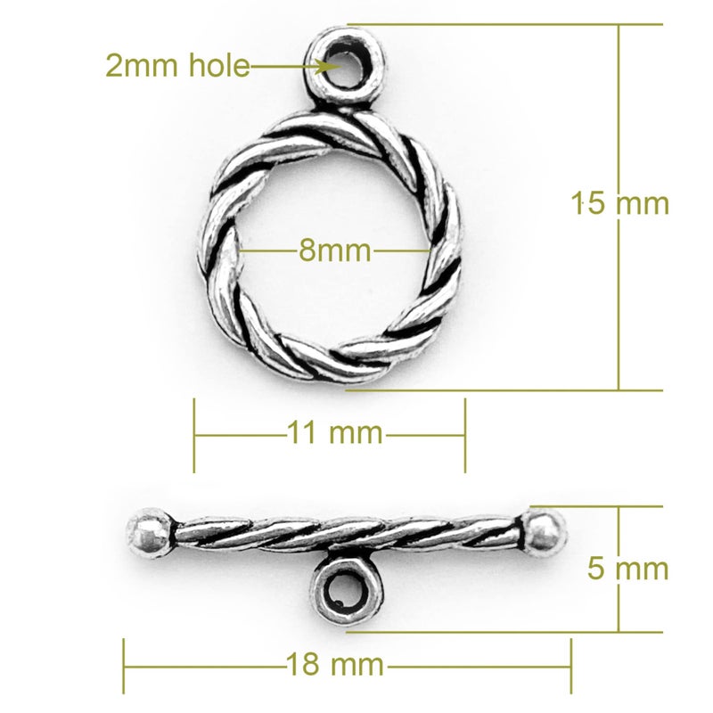 Heather's CF Silver Clasp Toggle Swirl Clasps Toggle Findings for Necklace Making kit 100 Set - Image 2